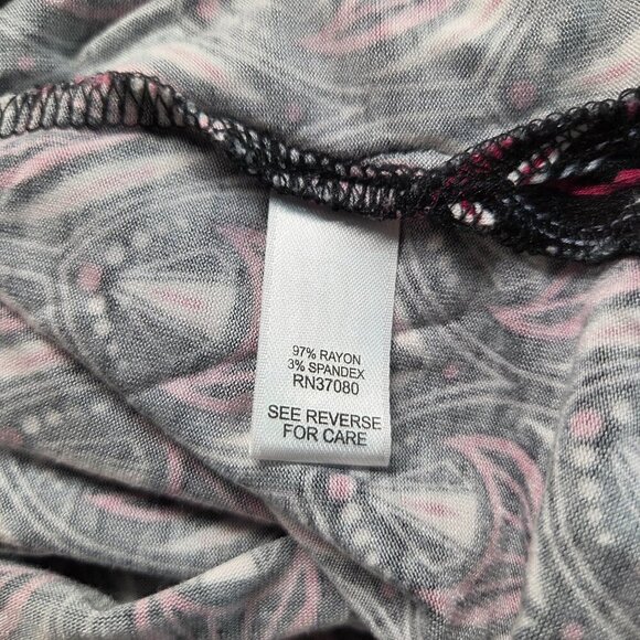 Cato 26/28 Pinky Maroon Black Print Criss Cross Longsleeve Casual Top - Picture 10 of 11